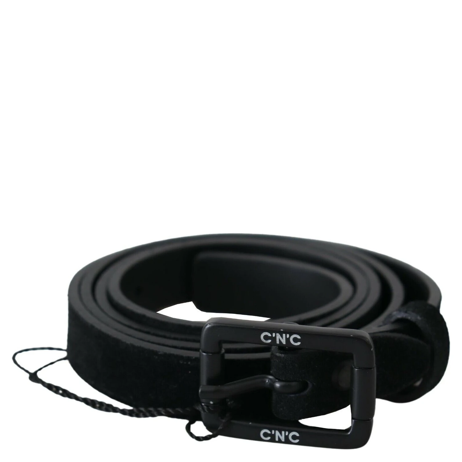 Black Leather Velvet Square Buckle Waist