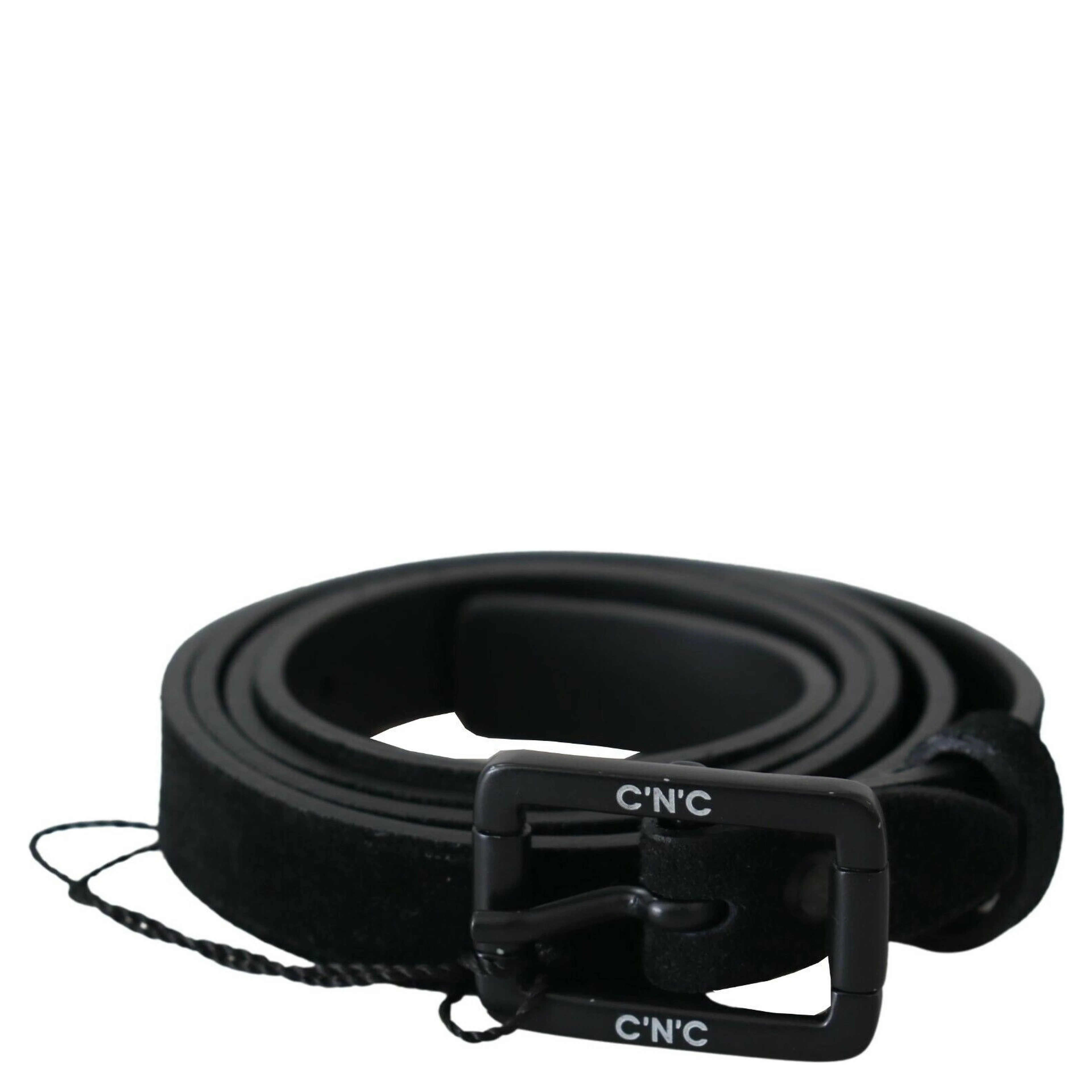 Black Leather Velvet Square Buckle Waist