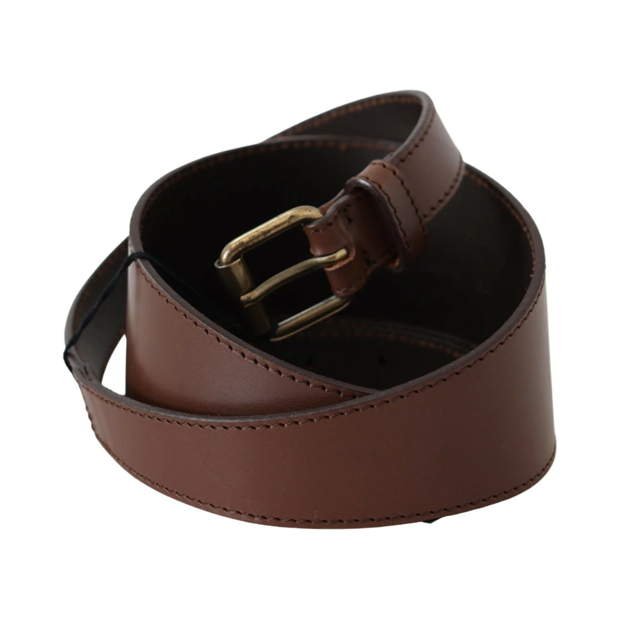 Brown Genuine Leather Rustic Metal Buckle Belt