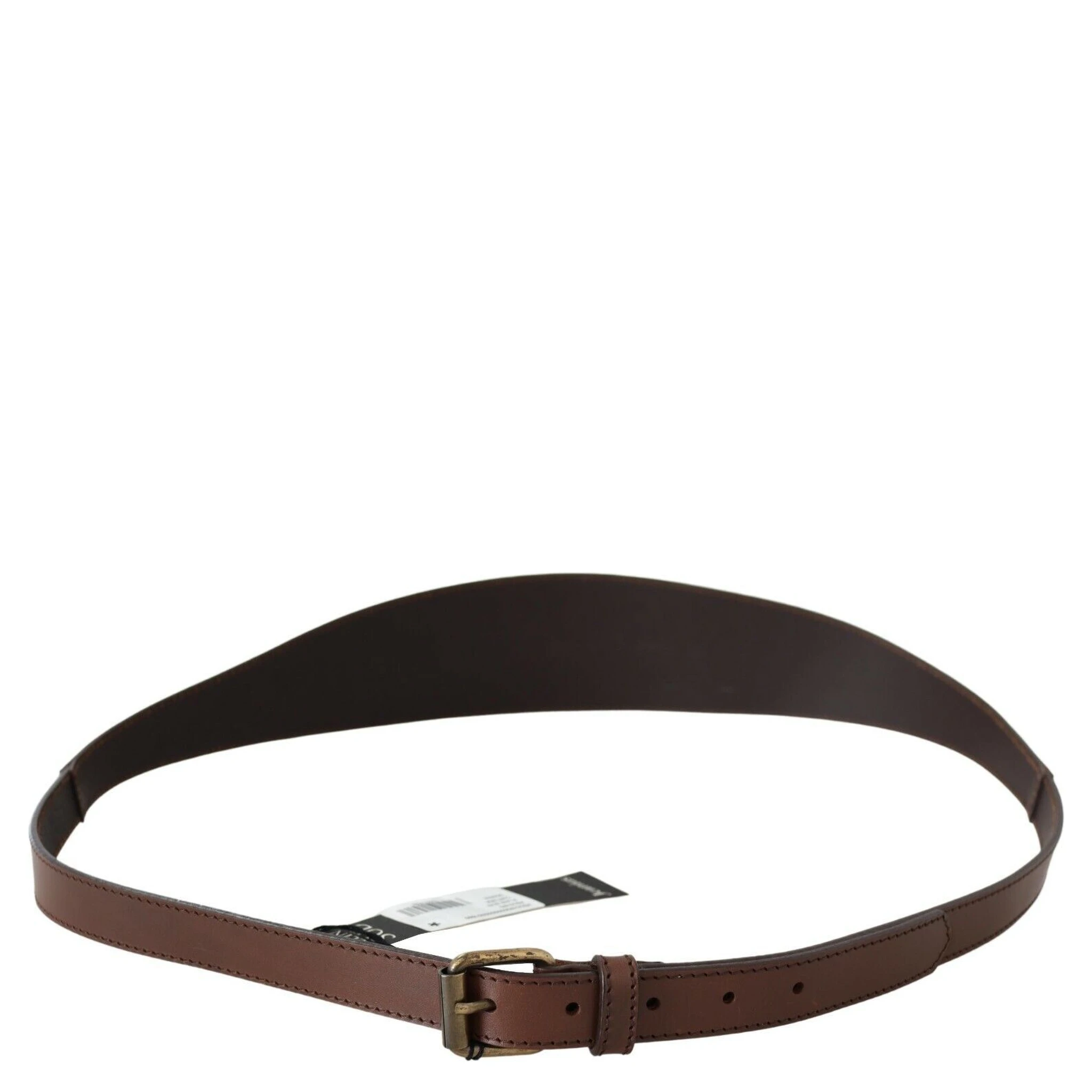 Brown Genuine Leather Rustic Metal Buckle Belt