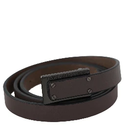 Brown Leather Tactical Logo Screw Buckle Belt