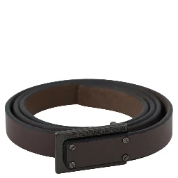 Brown Leather Tactical Logo Screw Buckle Belt