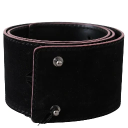 Black Leather Wide Waist Studded Women Belt