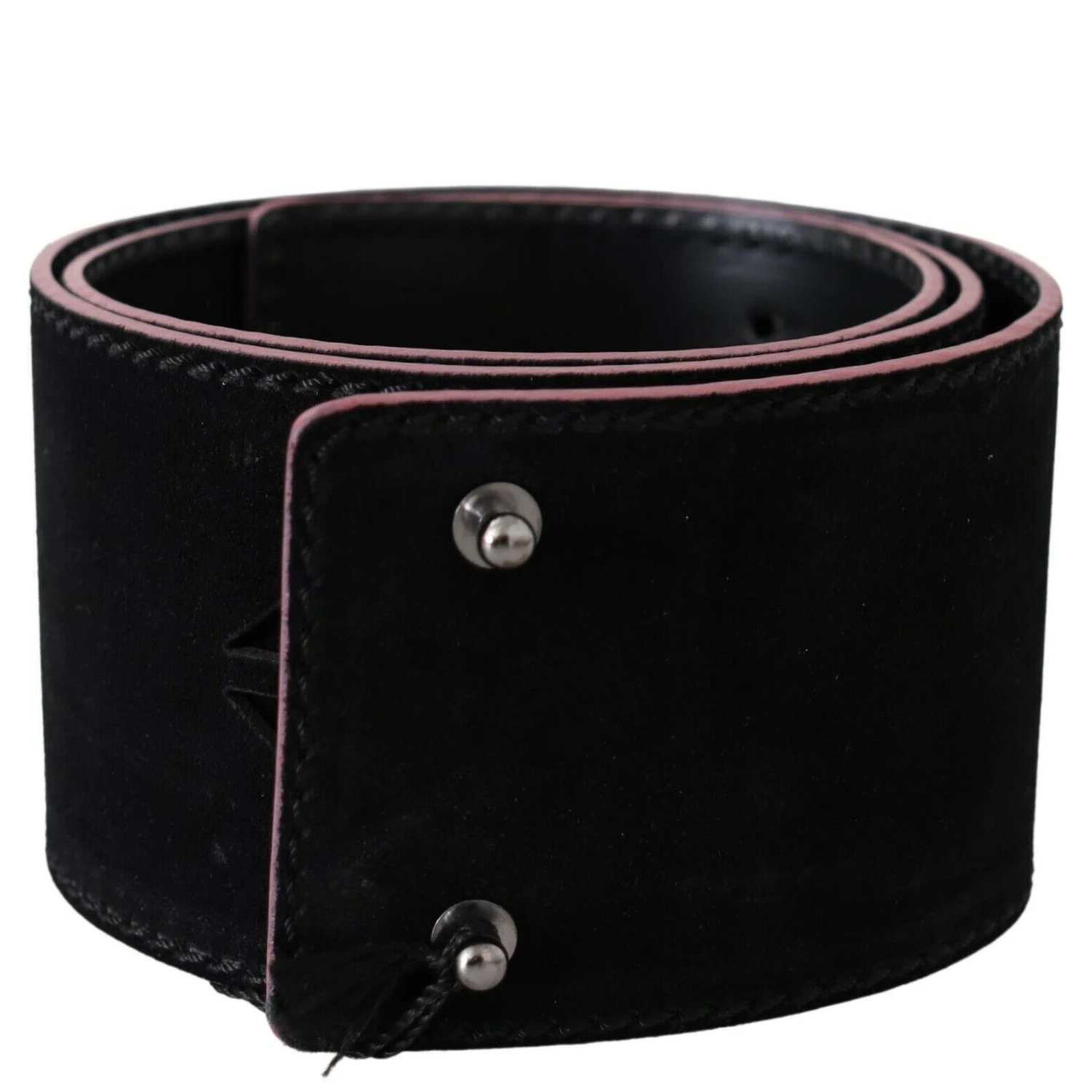 Black Leather Wide Waist Studded Women Belt