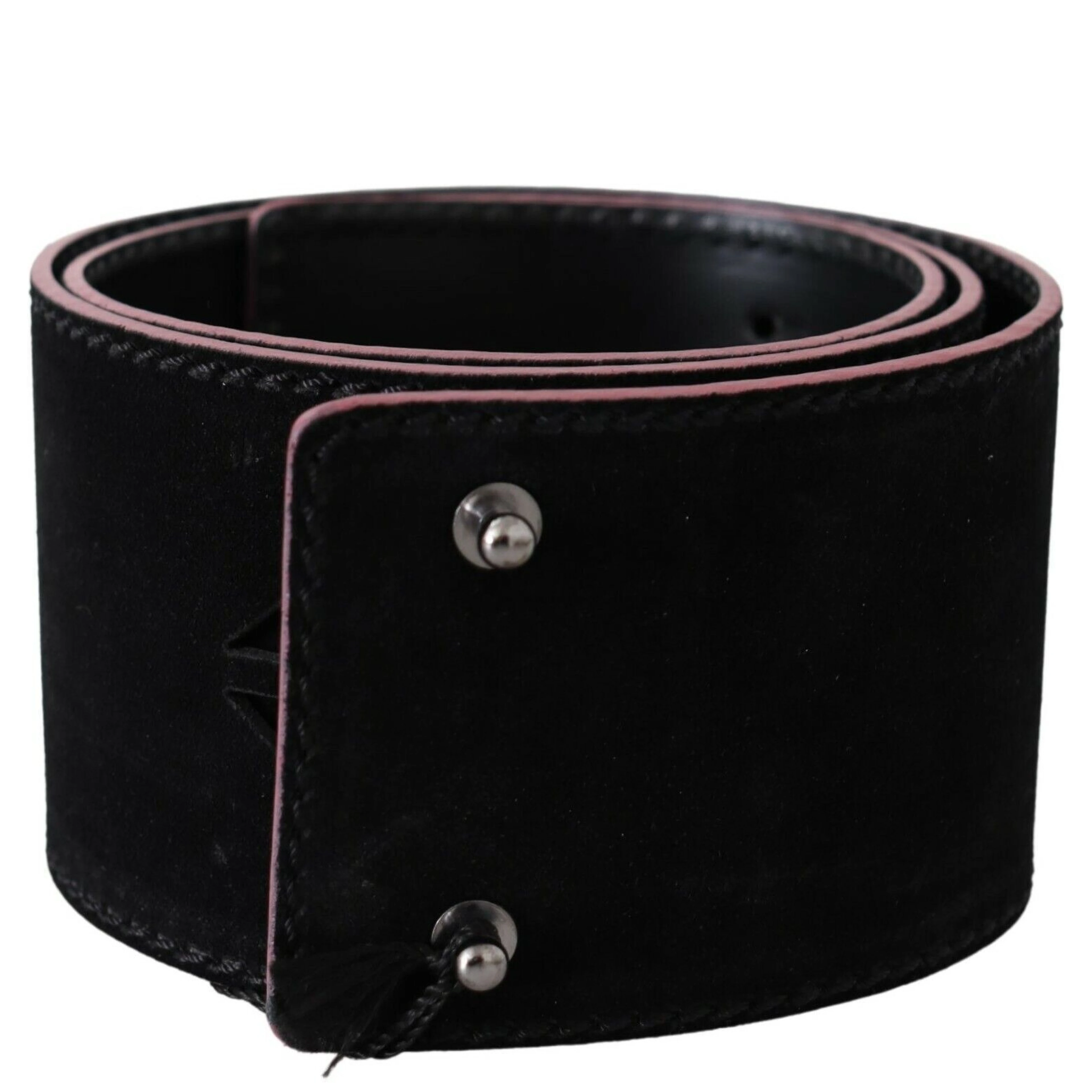 Black Leather Wide Waist Studded Women Belt