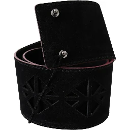 Black Leather Wide Waist Studded Women Belt