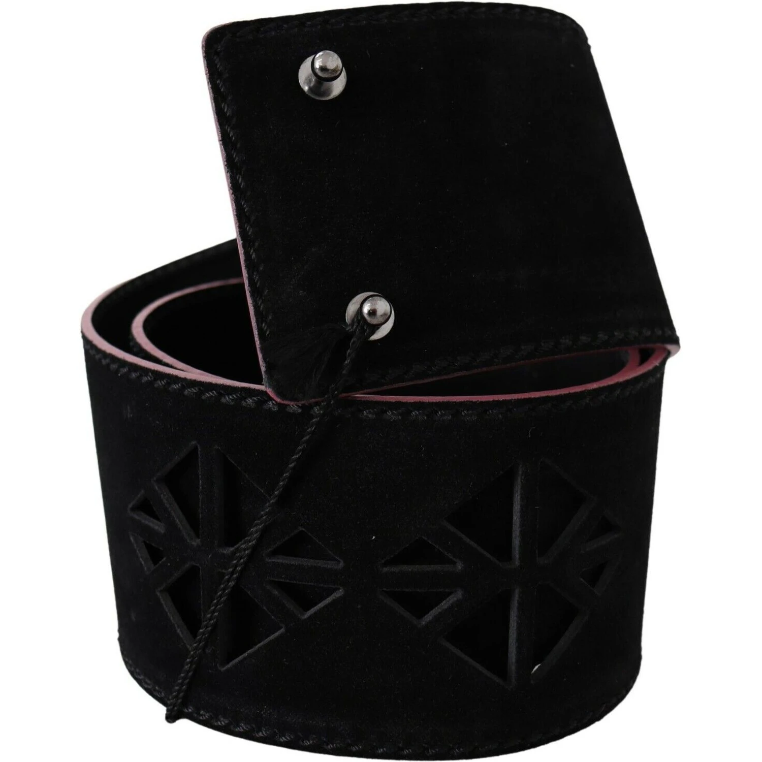 Black Leather Wide Waist Studded Women Belt