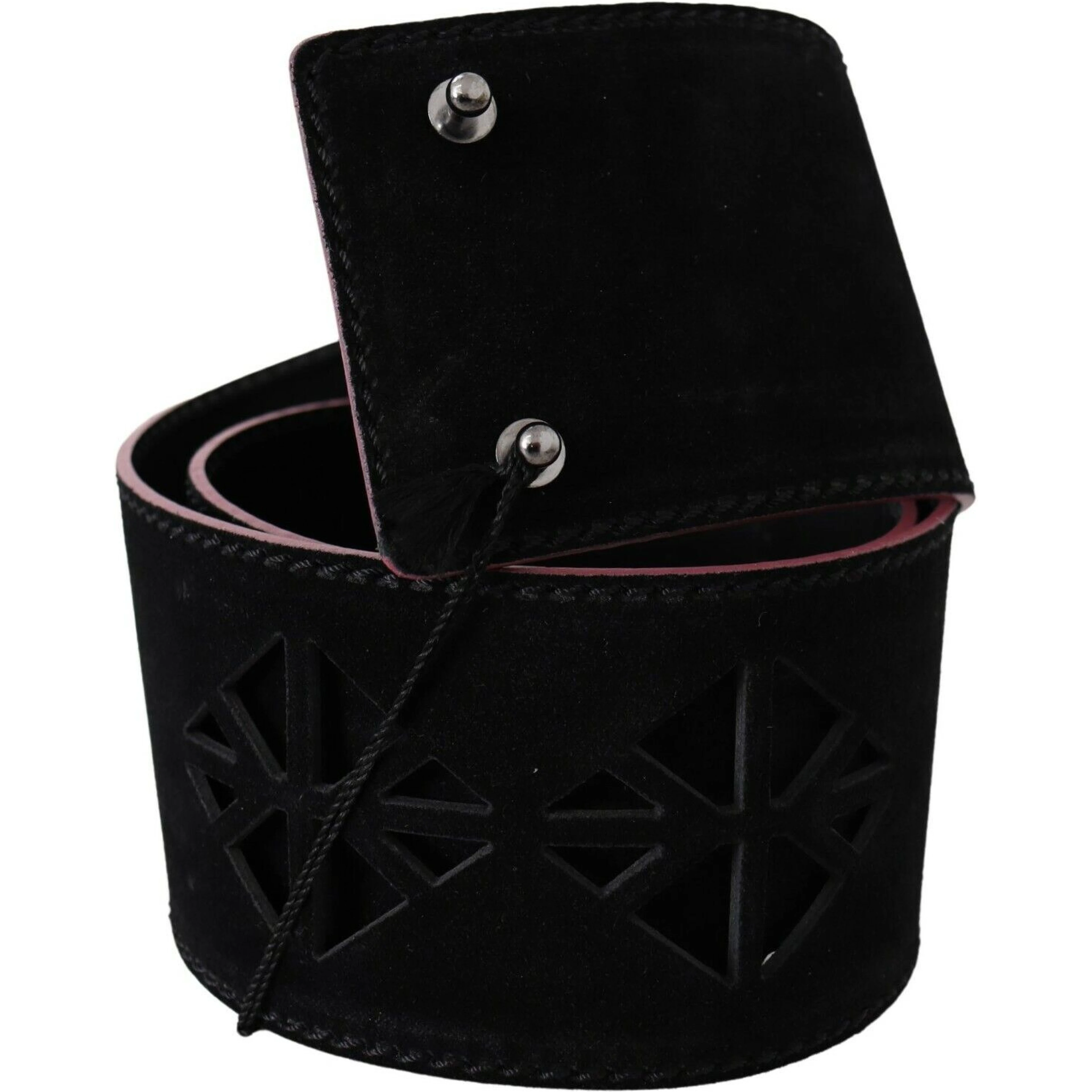 Black Leather Wide Waist Studded Women Belt