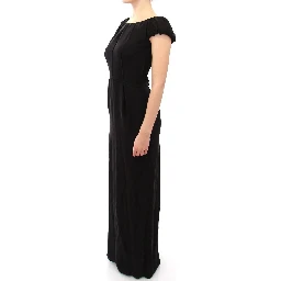 Black Silk Shortsleeve Gown Maxi IT Dress