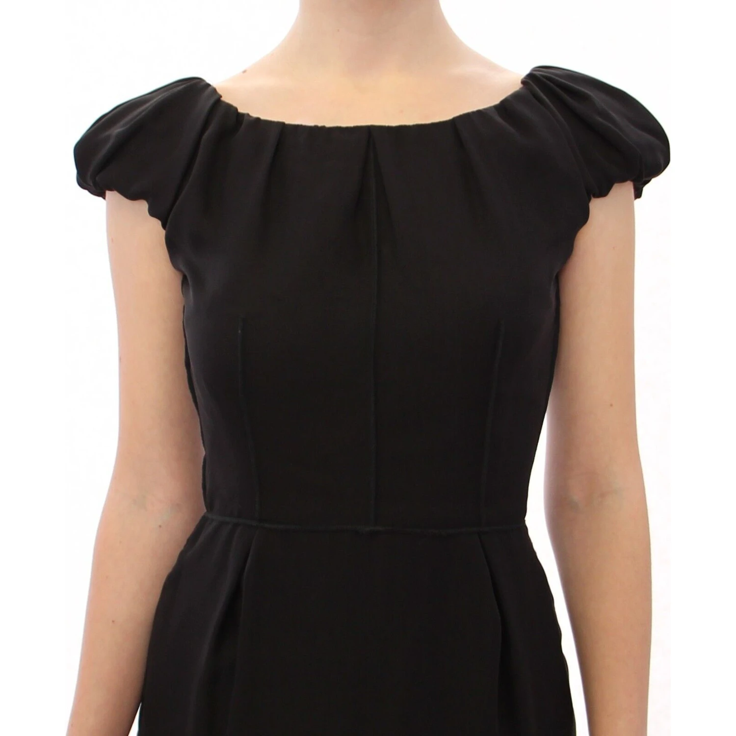 Black Silk Shortsleeve Gown Maxi IT Dress