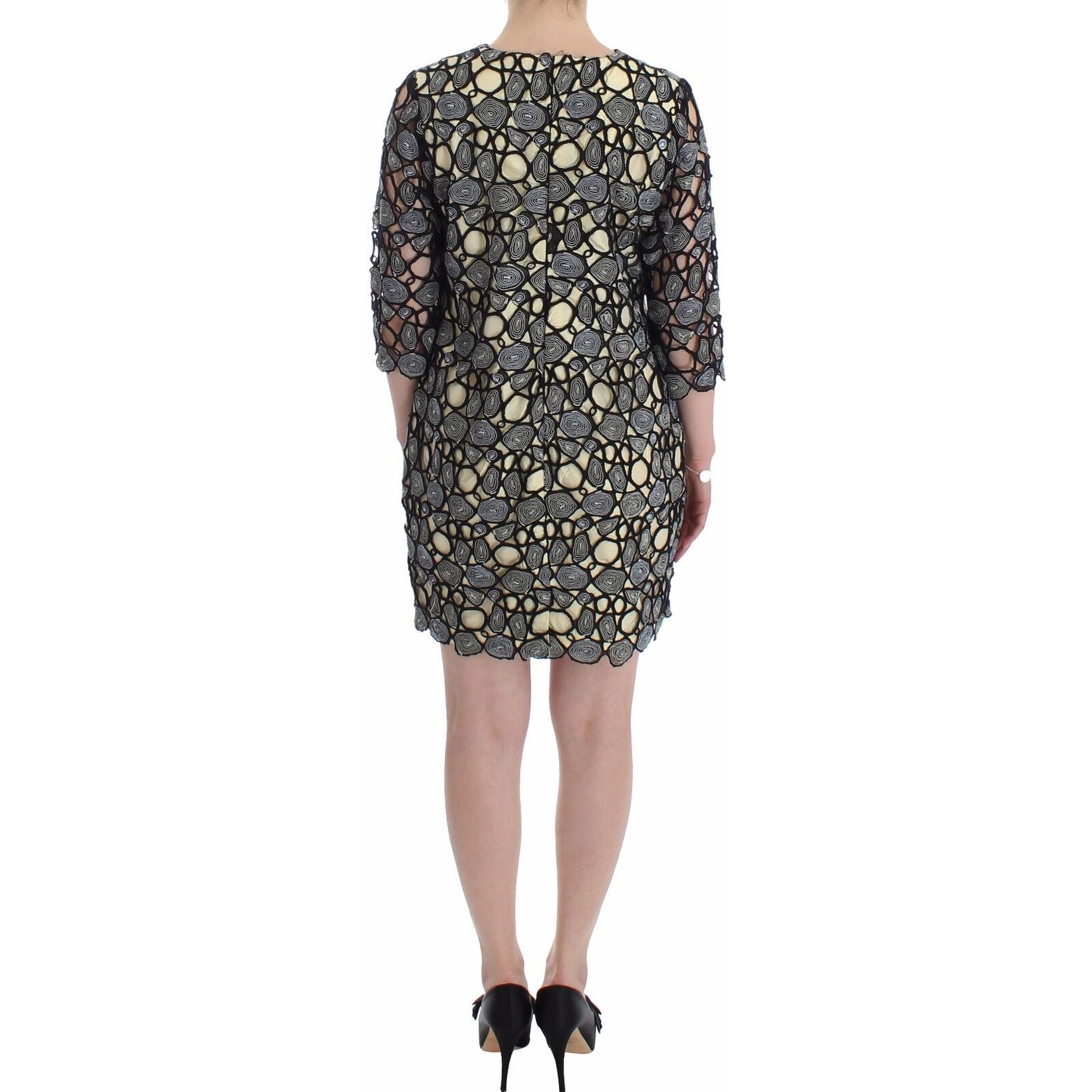 Black Cream Sheath Dress Shift Mini Dress