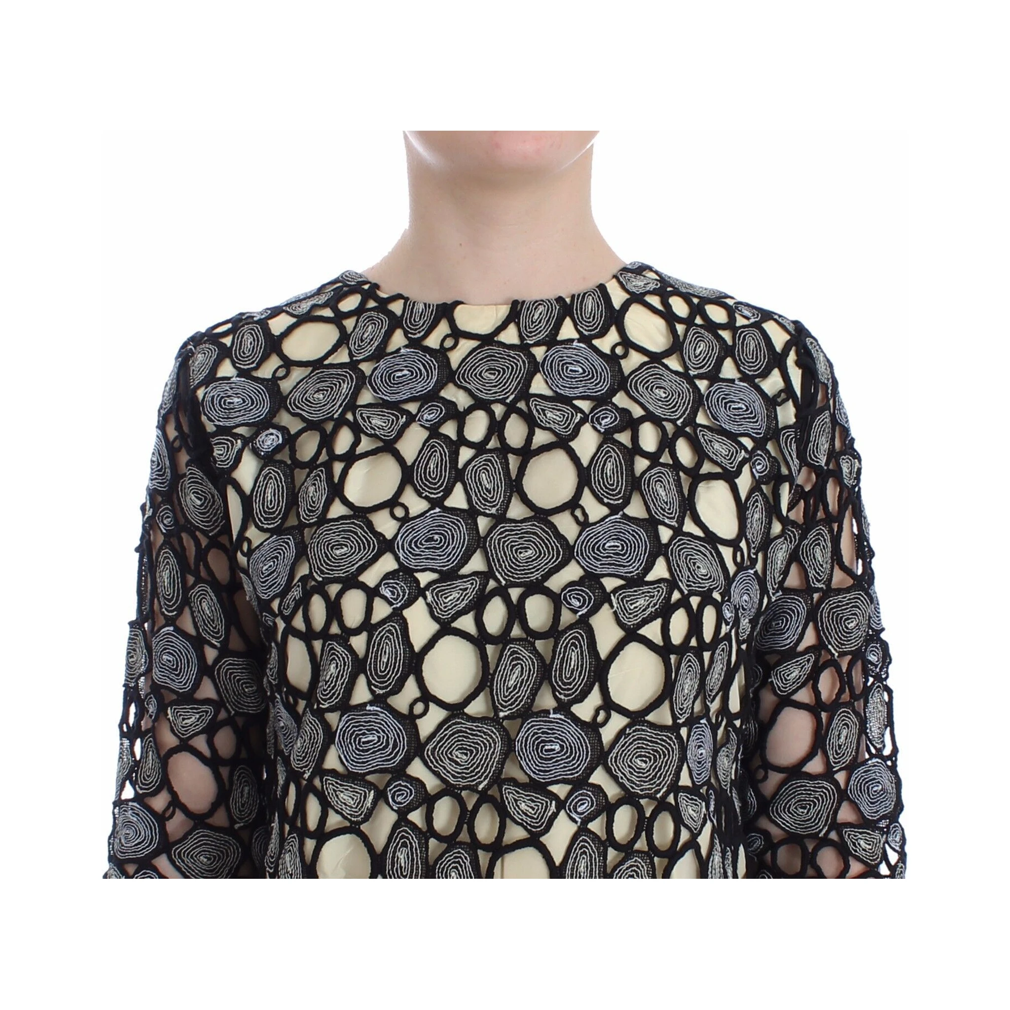 Black Cream Sheath Dress Shift Mini Dress