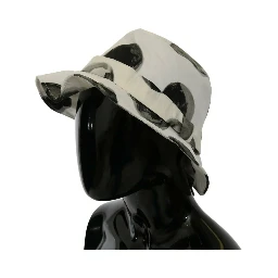 White Cotton Big Polka Dot Pattern Bucket Hat