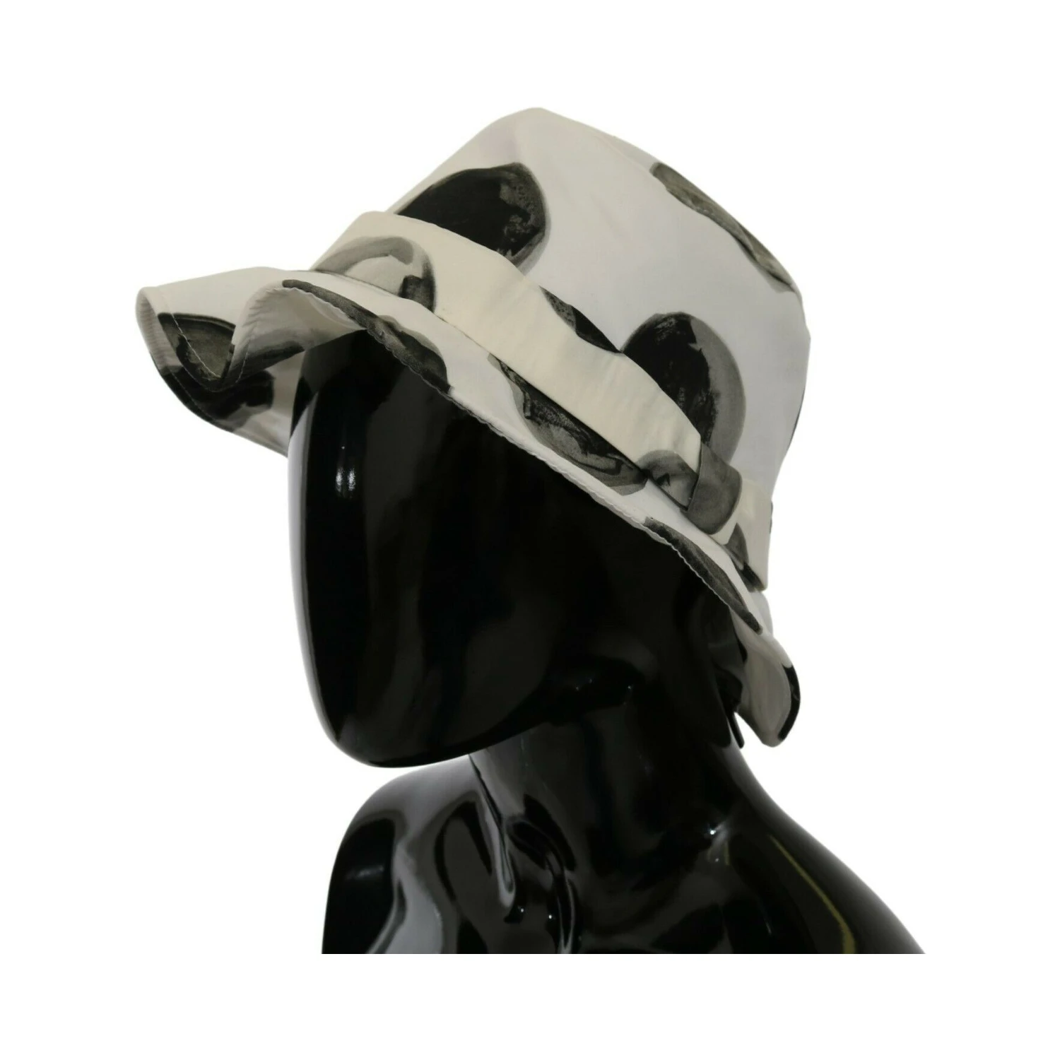 White Cotton Big Polka Dot Pattern Bucket Hat