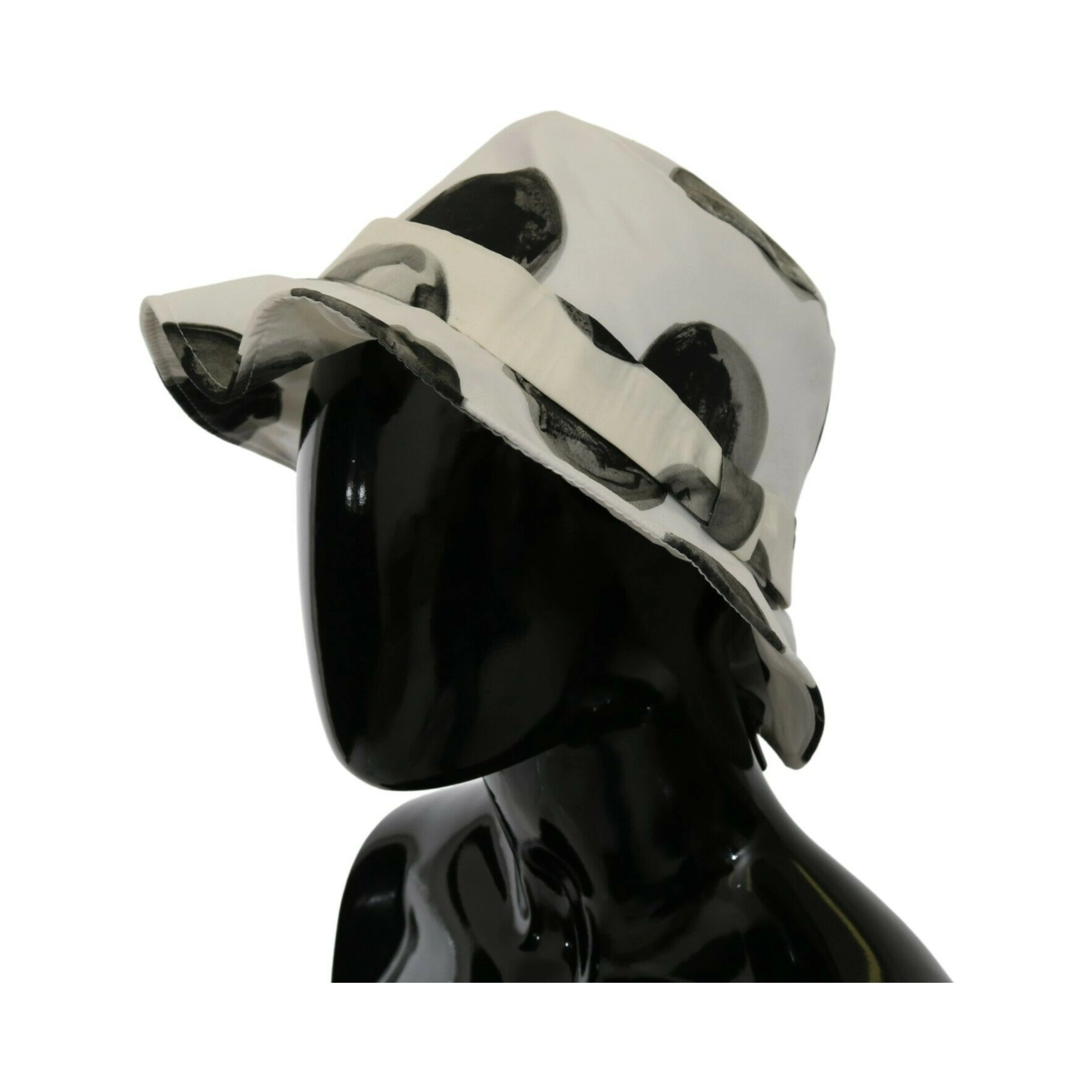 White Cotton Big Polka Dot Pattern Bucket Hat