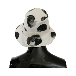 White Cotton Big Polka Dot Pattern Bucket Hat