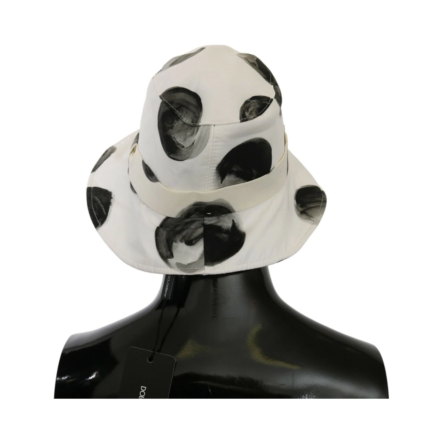 White Cotton Big Polka Dot Pattern Bucket Hat