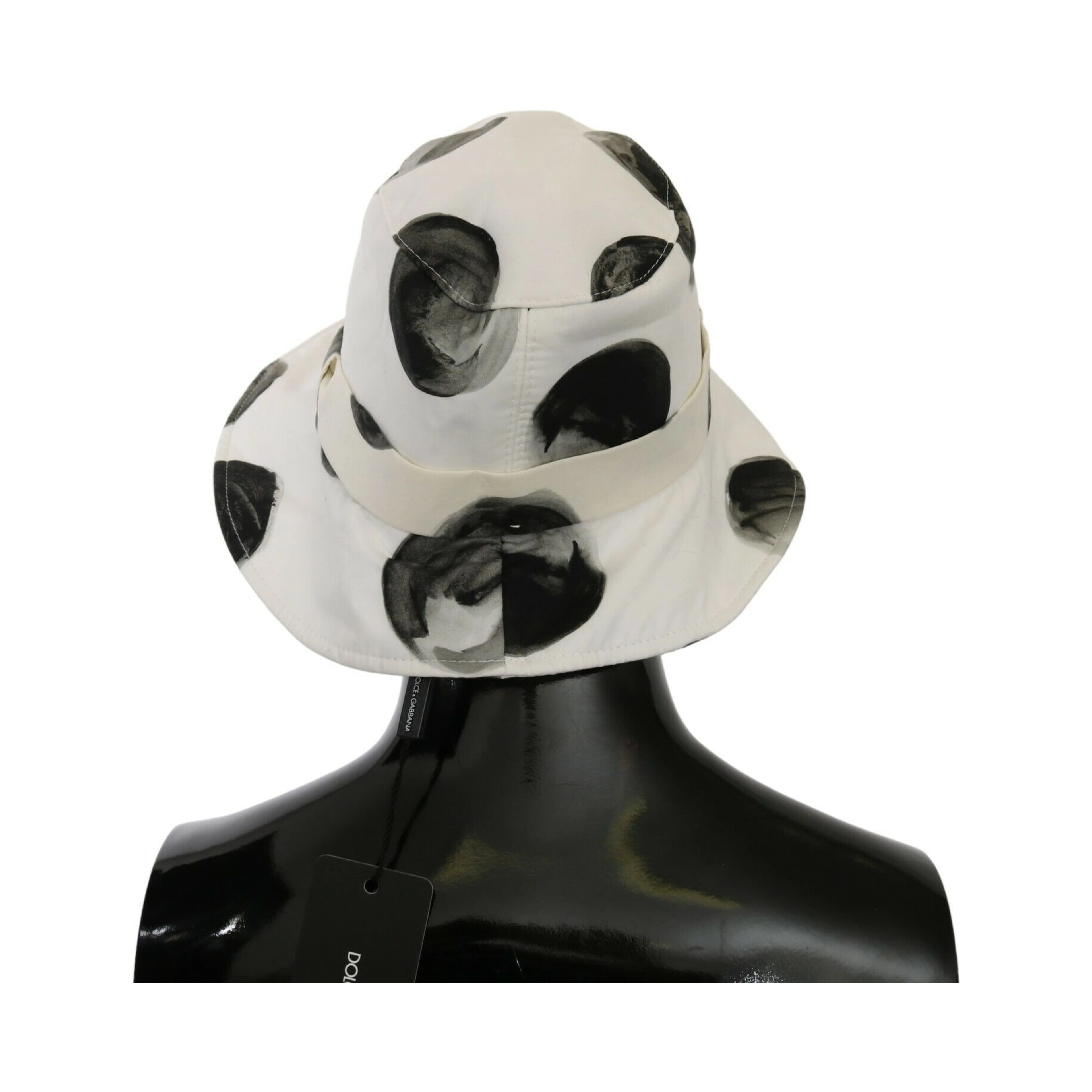 White Cotton Big Polka Dot Pattern Bucket Hat