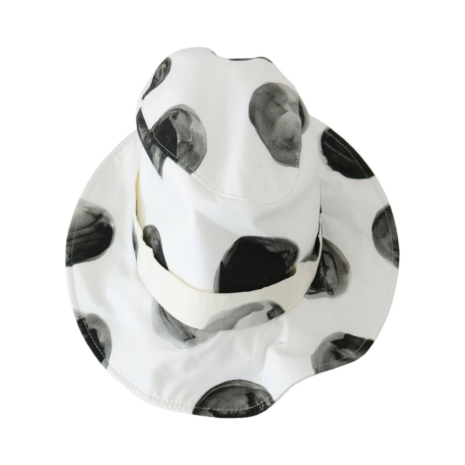 White Cotton Big Polka Dot Pattern Bucket Hat