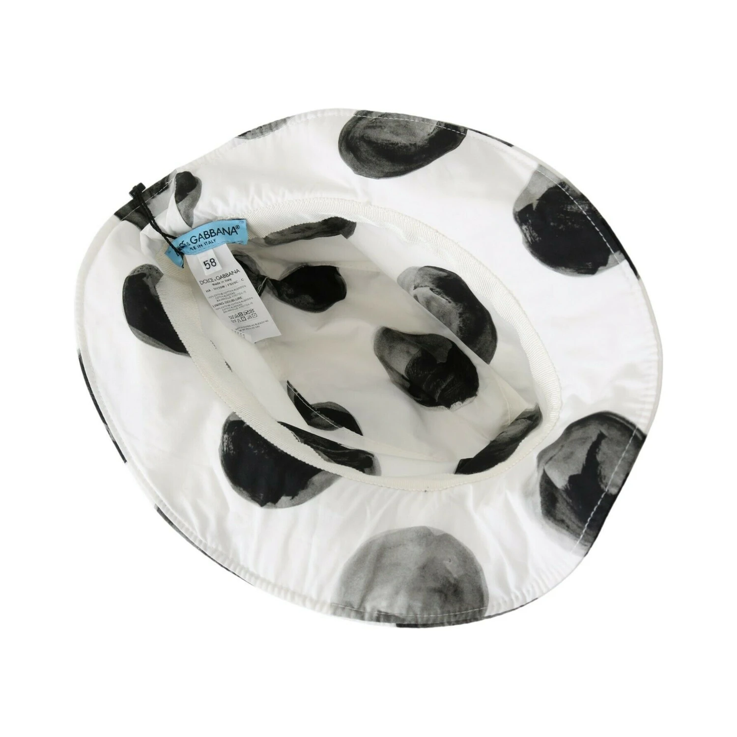 White Cotton Big Polka Dot Pattern Bucket Hat