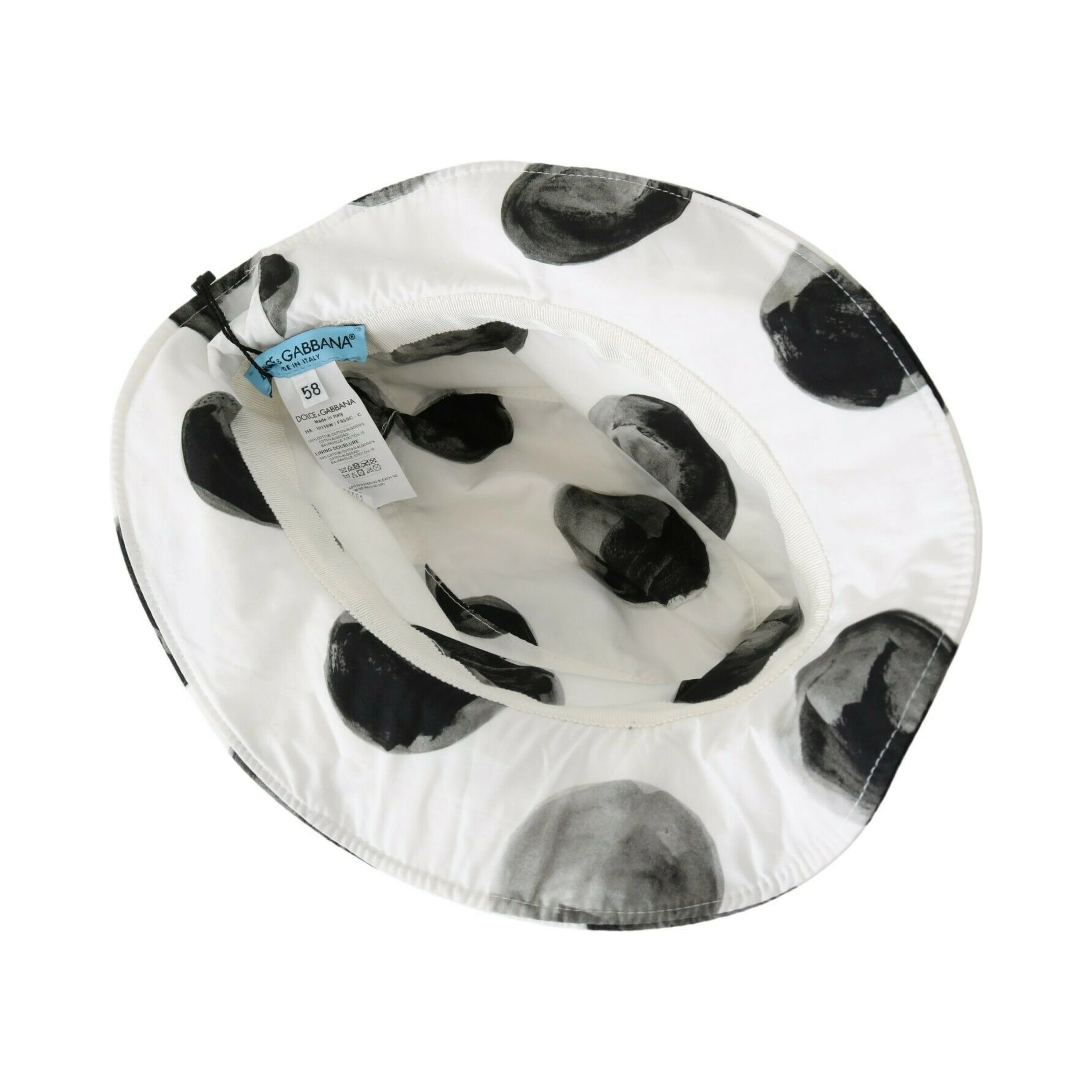 White Cotton Big Polka Dot Pattern Bucket Hat
