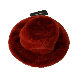Red Bordeaux Fur Wide Brim Bucket  Hat