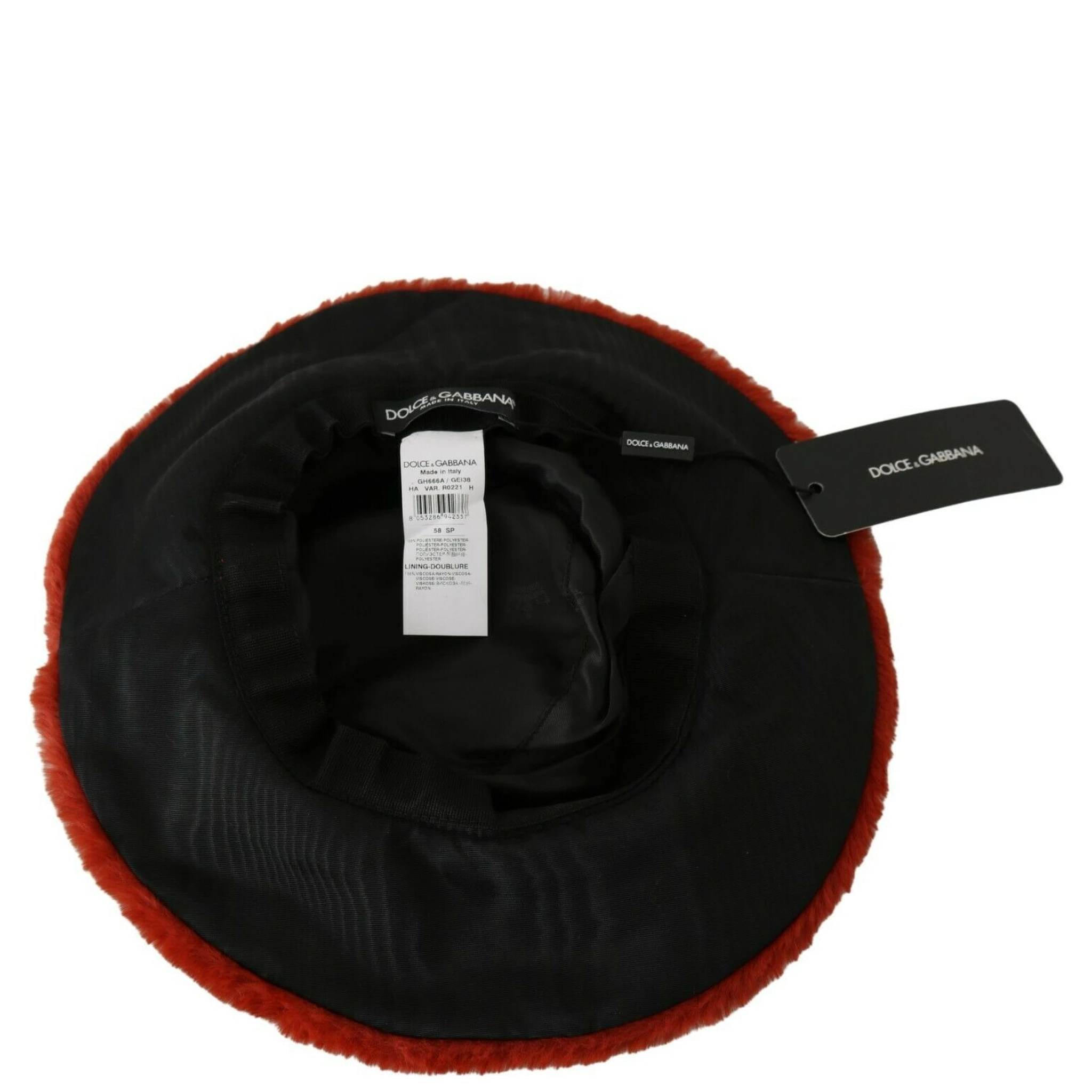 Red Bordeaux Fur Wide Brim Bucket  Hat