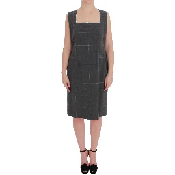 Gray Checkered Cotton Blazer Dress Set Suit