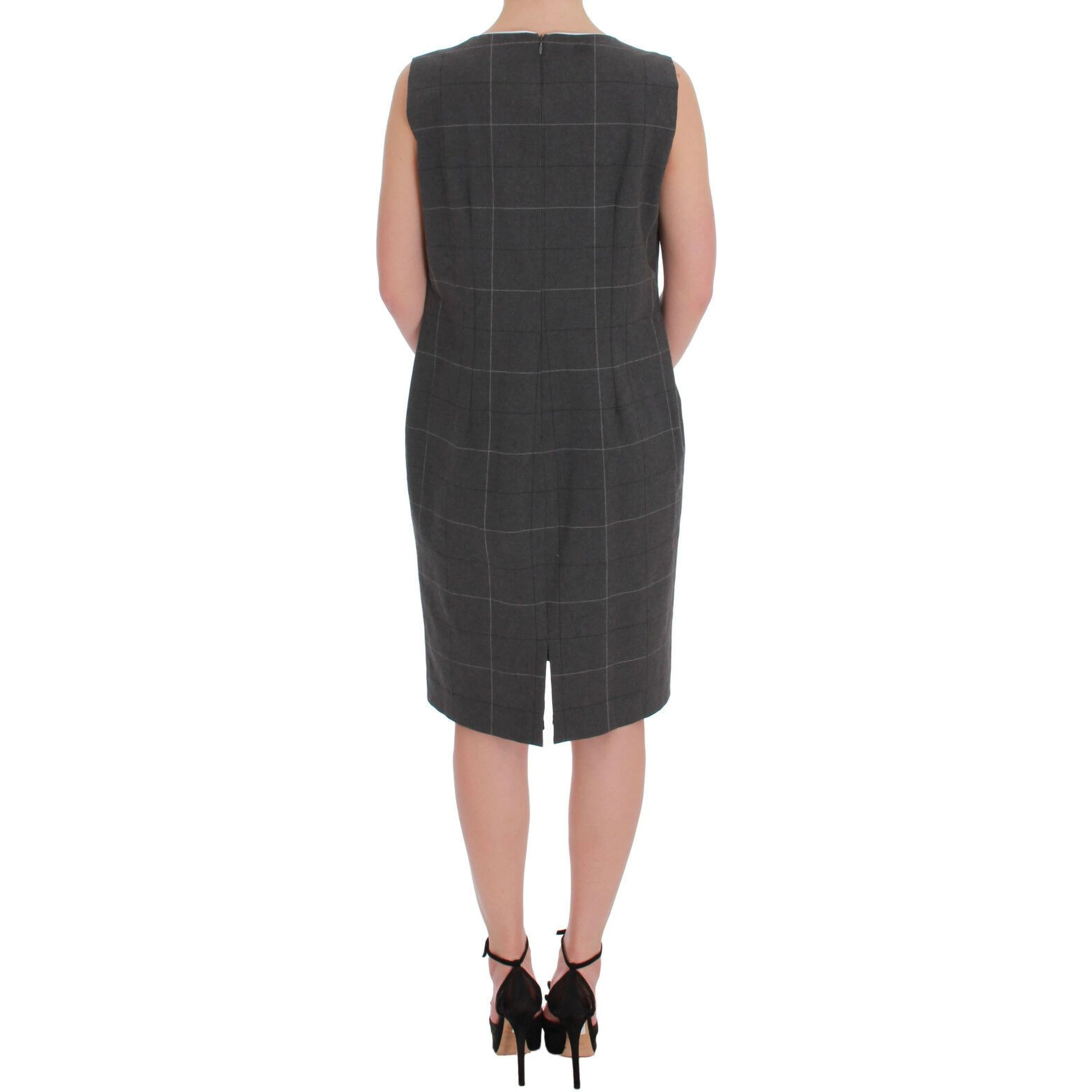 Gray Checkered Cotton Blazer Dress Set Suit