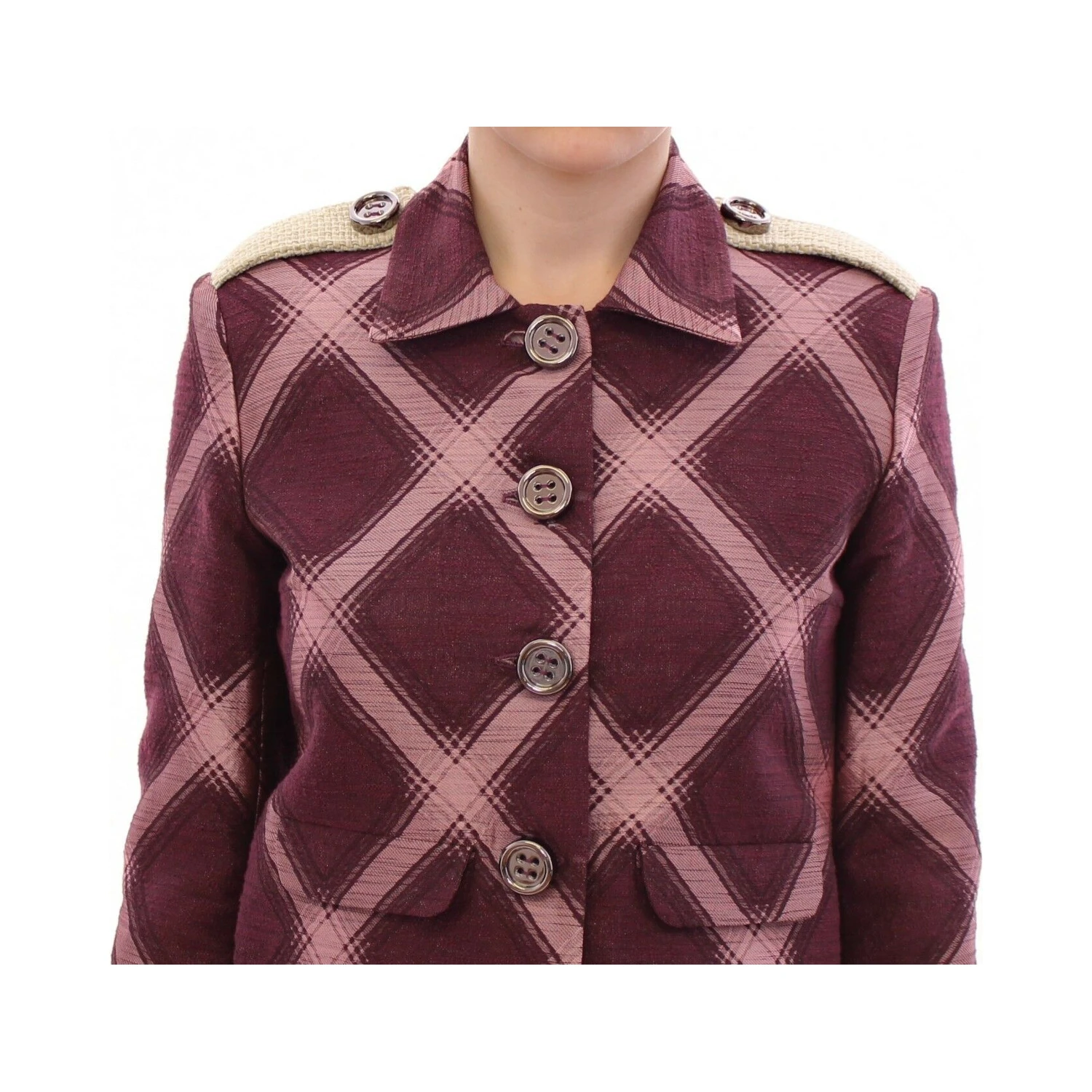 Check Trench Coat Blazer Purple Jacket