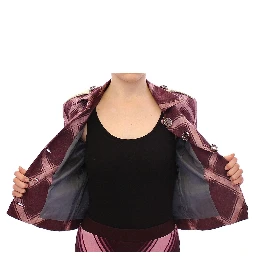 Check Trench Coat Blazer Purple Jacket