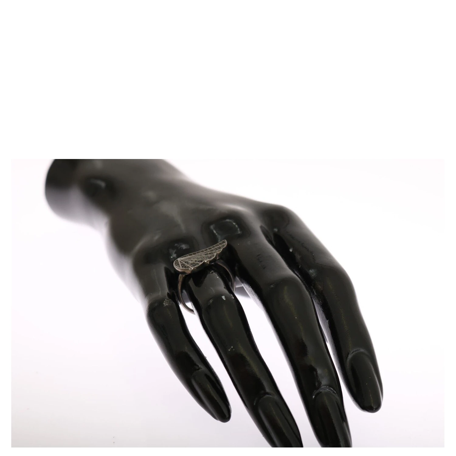Silver Womens Black CZ Rhodium 925 Ring