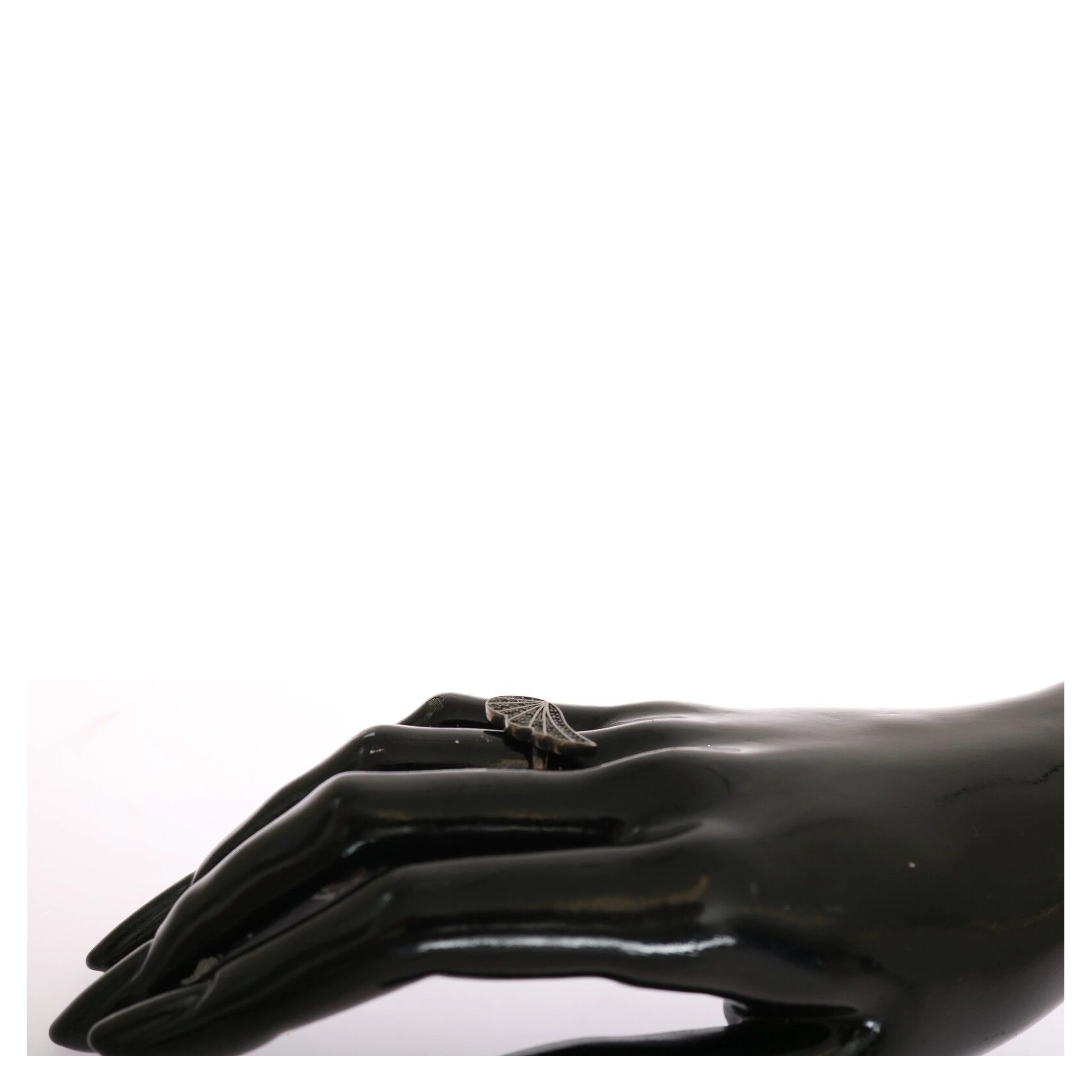 Silver Womens Black CZ Rhodium 925 Ring