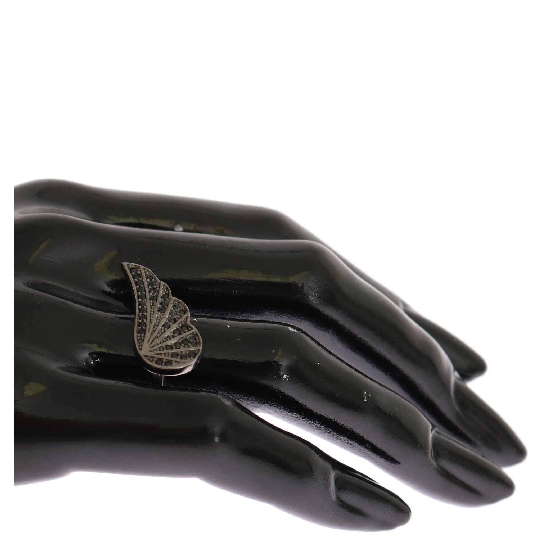 Silver Womens Black CZ Rhodium 925 Ring