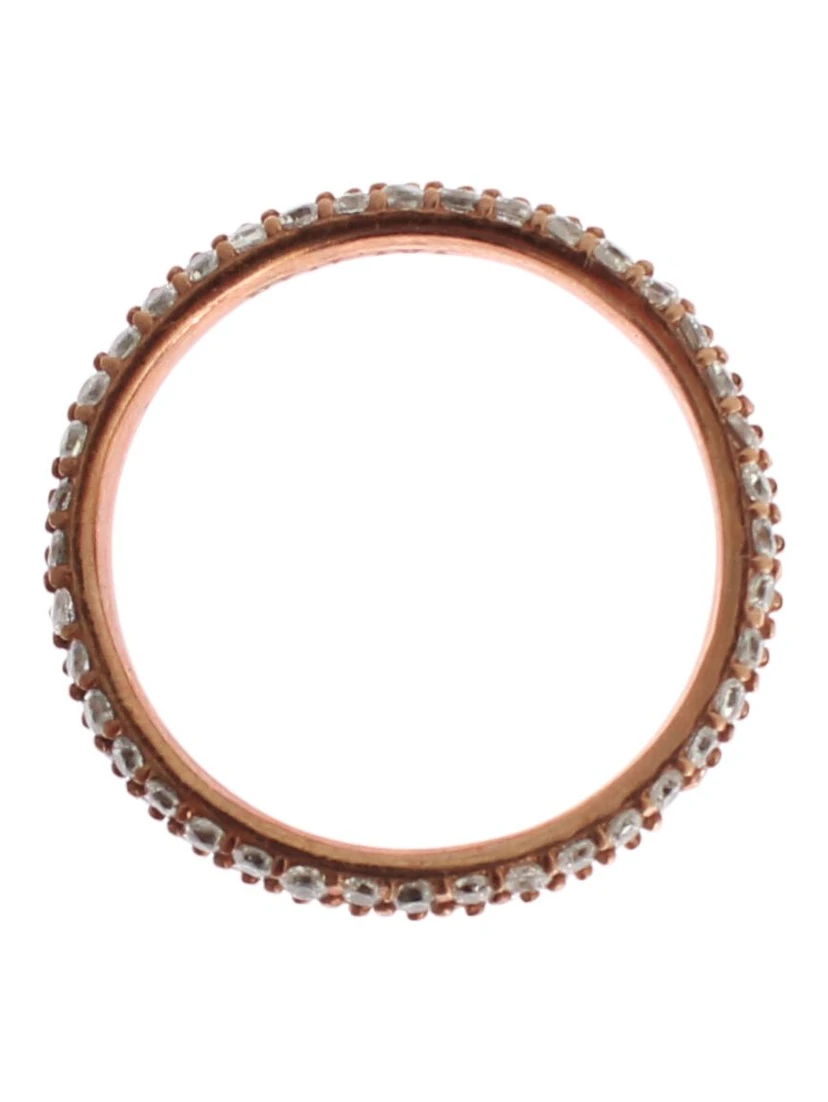 Pink Gold 925 Silver Clear CZ Ring