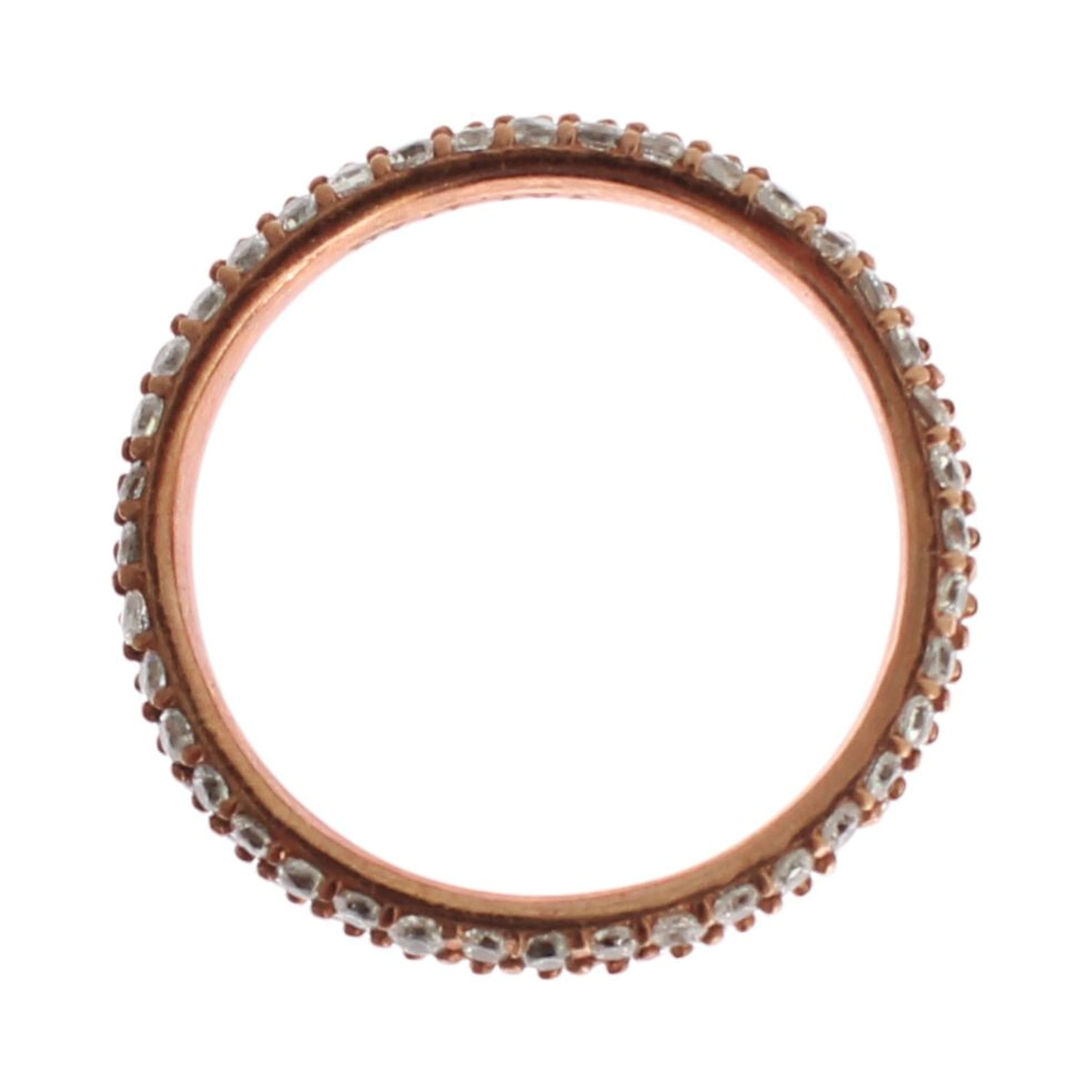 Pink Gold 925 Silver Clear CZ Ring