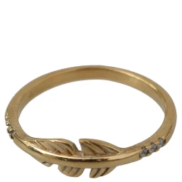 Gold Feather Clear CZ 925 Silver Women