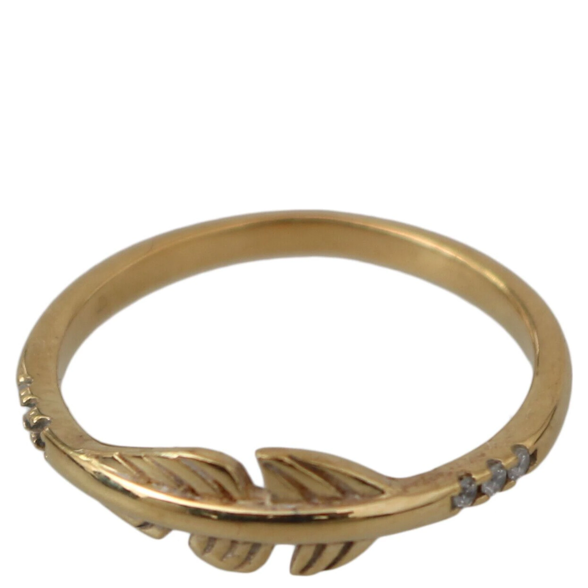 Gold Feather Clear CZ 925 Silver Women