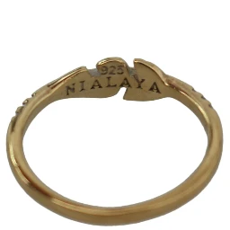 Gold Feather Clear CZ 925 Silver Women