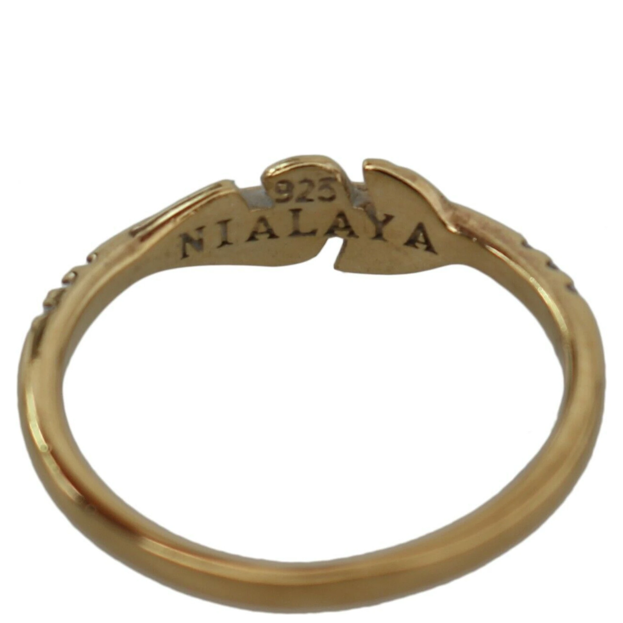 Gold Feather Clear CZ 925 Silver Women