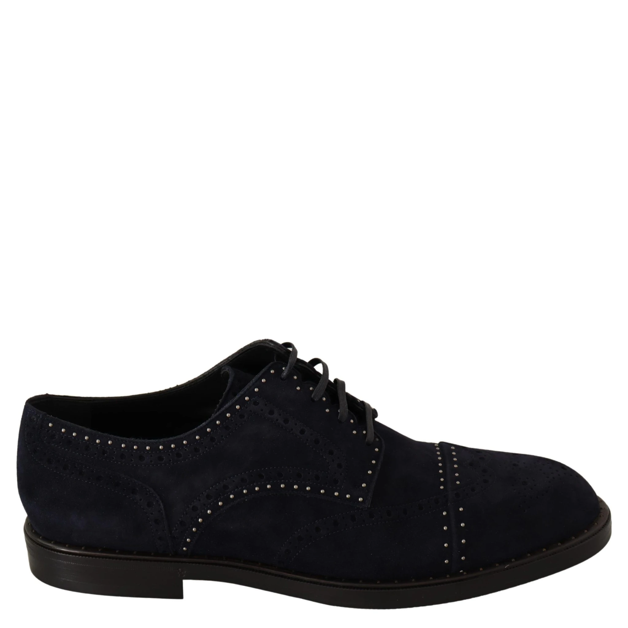 Blue Suede Leather Derby Studded Shoes