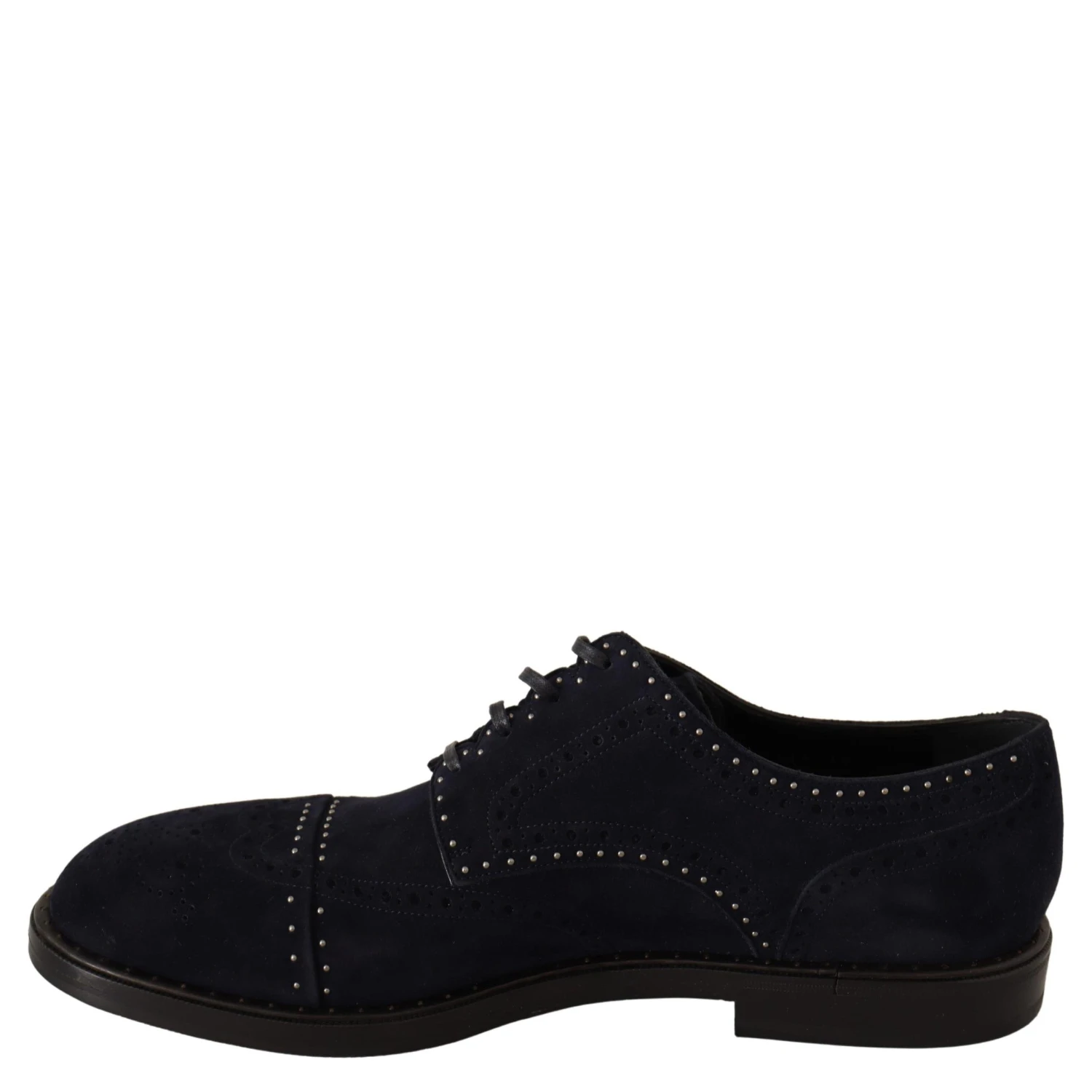 Blue Suede Leather Derby Studded Shoes