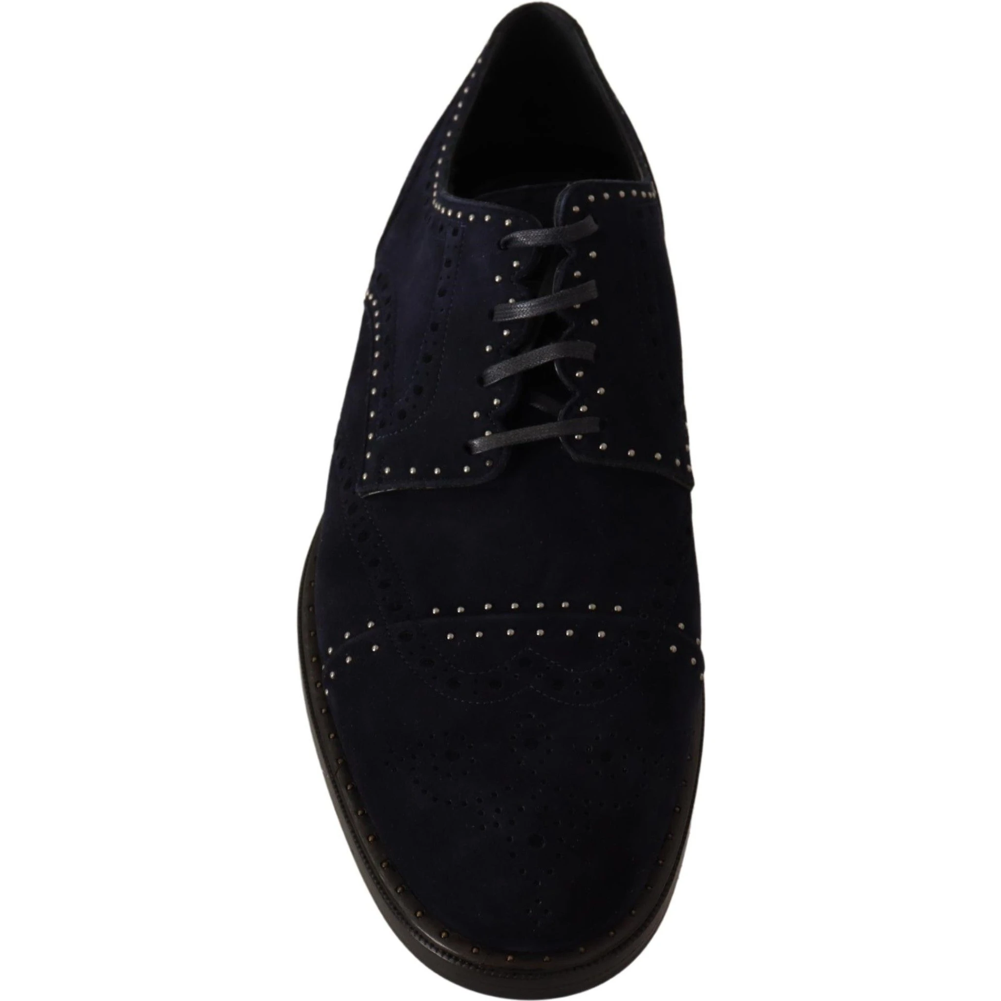Blue Suede Leather Derby Studded Shoes