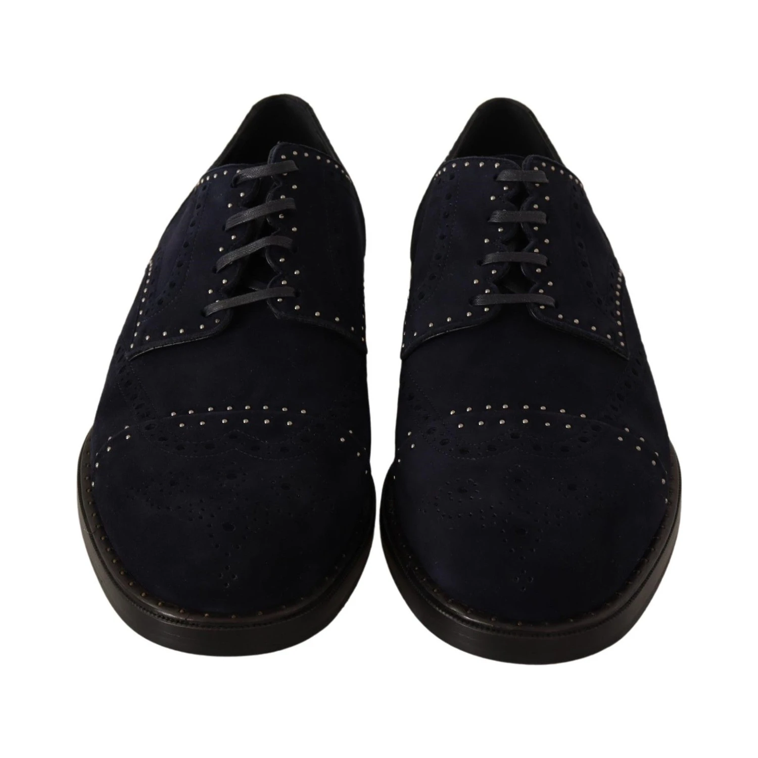 Blue Suede Leather Derby Studded Shoes