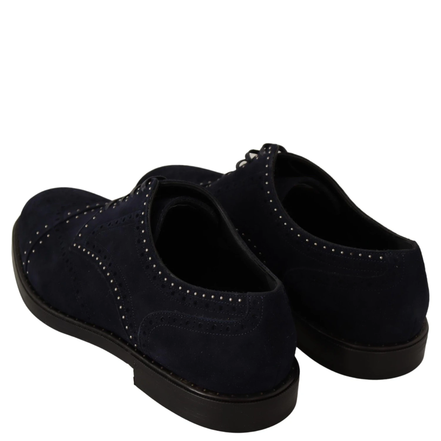 Blue Suede Leather Derby Studded Shoes