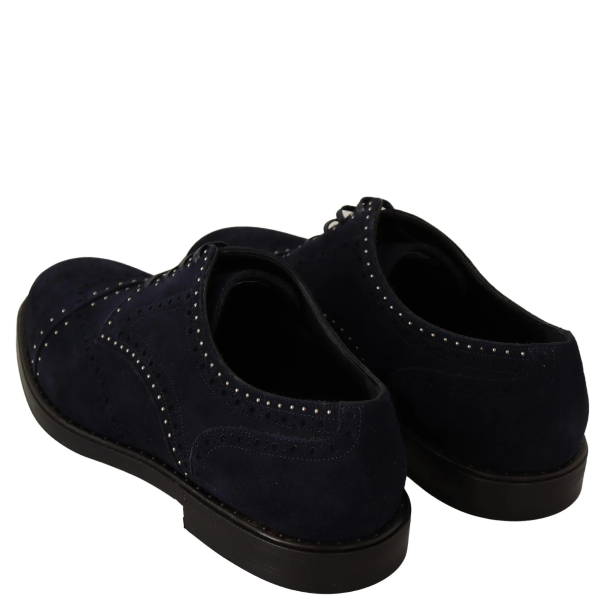 Blue Suede Leather Derby Studded Shoes