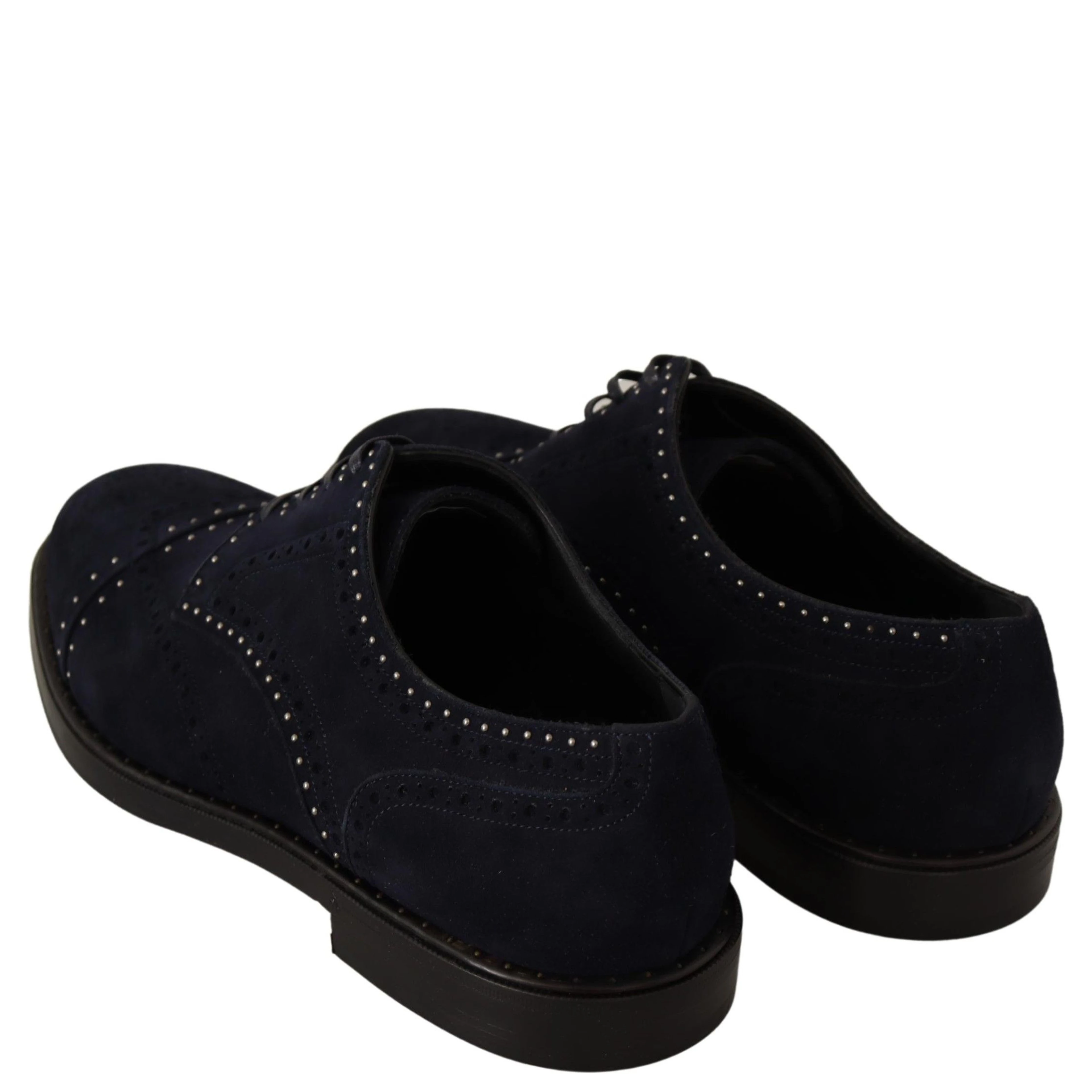 Blue Suede Leather Derby Studded Shoes