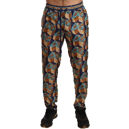 Multicolor Patterned Joggers Silk Pants