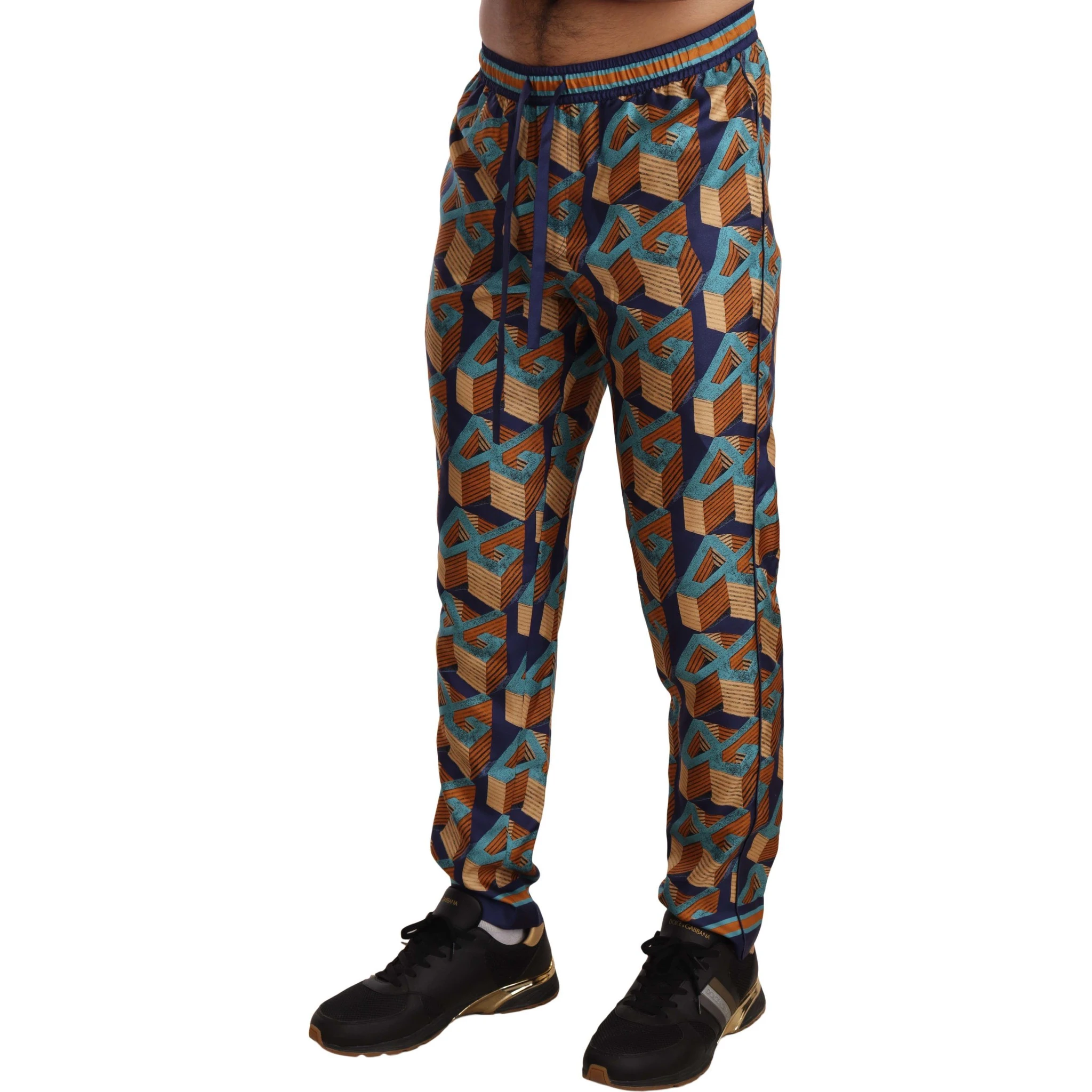 Multicolor Patterned Joggers Silk Pants