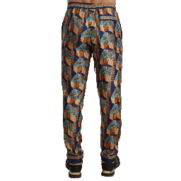 Multicolor Patterned Joggers Silk Pants